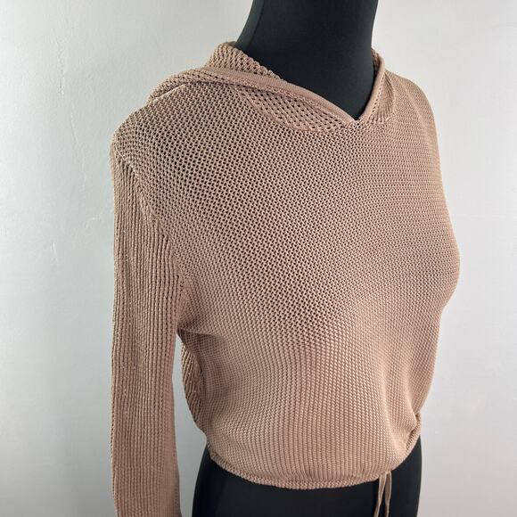 Rehab Lab Beige Sweatsuit Perforated Hooded Lace Up Poplin Pants Set L Large - Picture 4 of 16